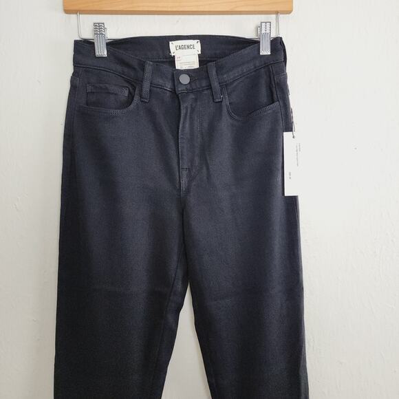 L'Agence Sevyn High Rise Super Flare Bellbottom Jean Black Stretch 25 NWT - Picture 2 of 11